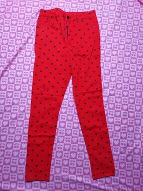 Disney Mickey Mouse Pants Red & Black Skinny Jeans